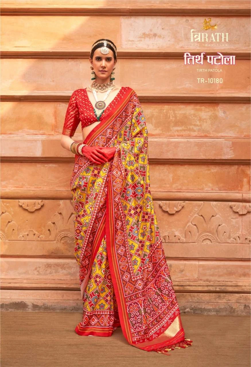 Trirath Tirth Patola Soft P.V.Silk Wholesale Fancy Sarees Catalog — Wholesale Sarees, MPA wholesale from Surat - Gallery Image 2